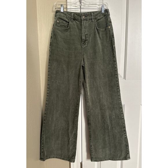 Anthropologie Pilcro the Annie Wide-Leg Corduroy Pants Green Size 28 - Picture 2 of 9
